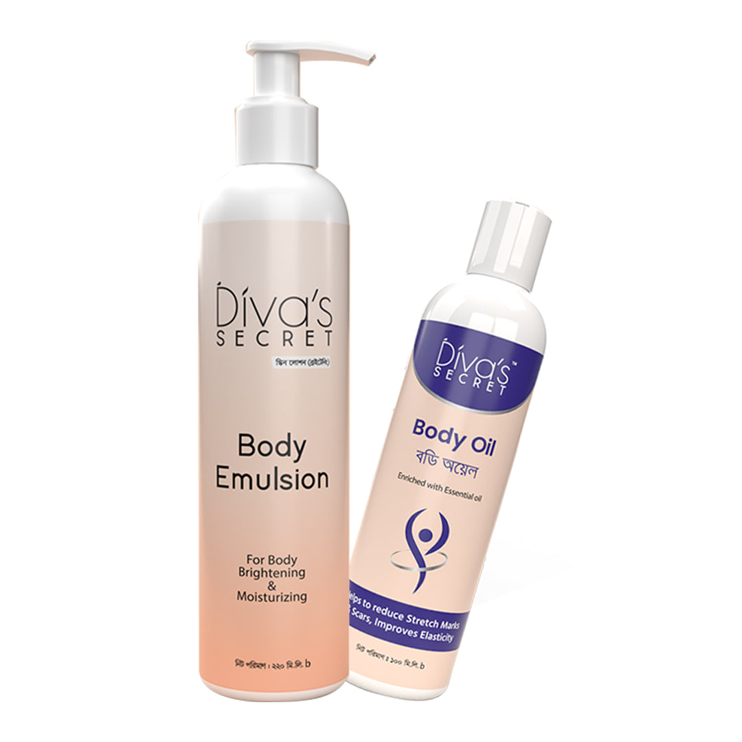 Body Care Combo: Divas Secret Body Oil 100ml +Diva's Secret Body Emulsion @ 799 TK