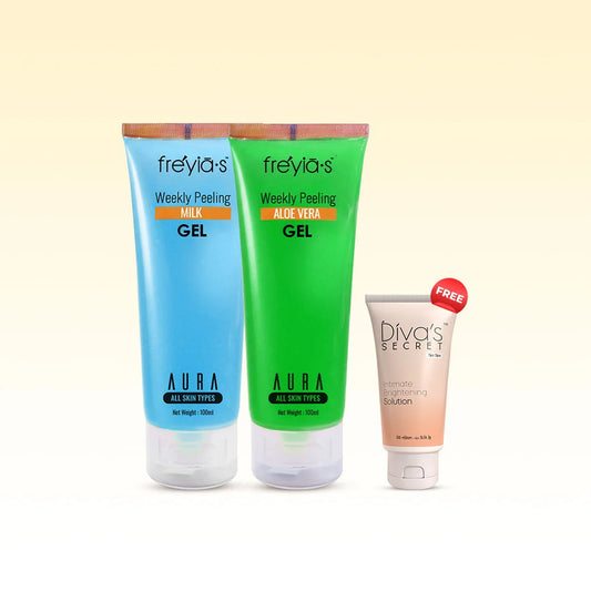 Combo: Buy 1 Freyia's Weekly Peeling Milk Gel & 1 Freyias Weekly Peeling Aloe Vera Gel and Get Intimate Brightening Solution 20 ml Free at 510 Tk