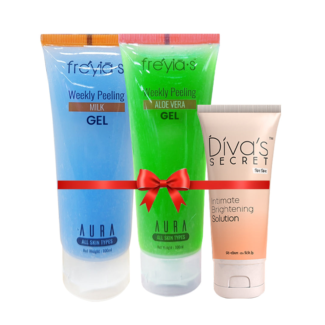 Combo: Buy 1 Freyia's Weekly Milk Peeling Gel & 1 Freyias Weekly Aloe Vera Peeling Gel and Get  Intimate Brightening Solution  50 ml Free @ 510 Tk