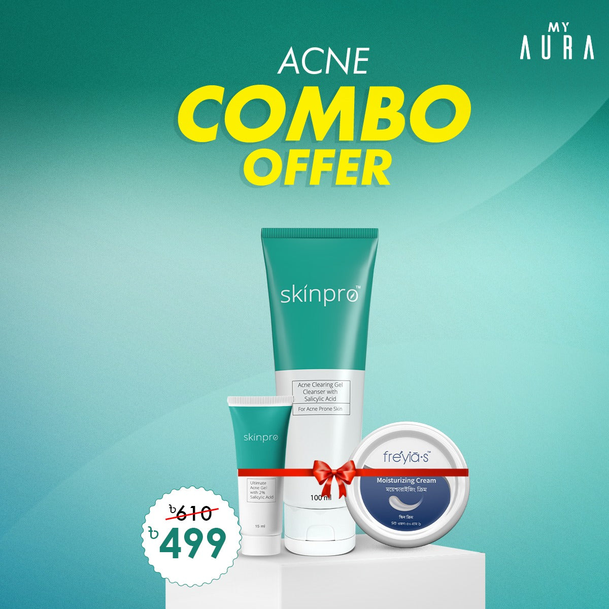 Acne Combo: Acne Clearing Cleanser 100ml + Ultimate Acne Gel 15ml+Freyias Moisturizing Cream