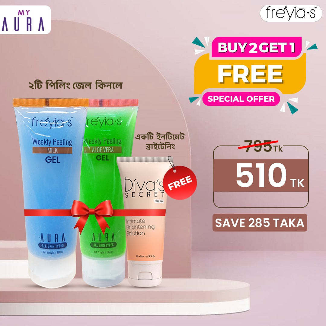 Combo: Buy 1 Freyia's Weekly Milk Peeling Gel & 1 Freyias Weekly Aloe Vera Peeling Gel and Get  Intimate Brightening Solution  50 ml Free @ 510 Tk