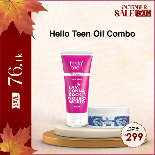 Hello Teen Oil Control Facewash + HTN Moisturizing Cream Oil Control 5ogm Combo @299
