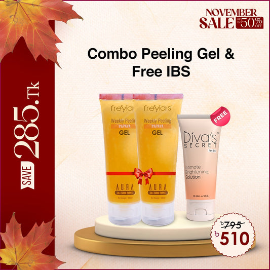 Combo: Buy 2 Freyia's Papaya Peeling Gel, and Get Divas Intimate Brightening Solution 50 ml Free @ 510 Tk