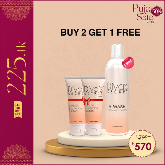 Buy 2 Divas Secret Intimate Brightening Solution 50ml Get One V Wash 100 free @570 TK