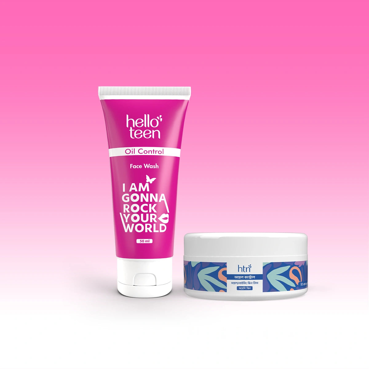 Hello Teen Oil Control Facewash + HTN Moisturizing Cream Oil Control 5ogm Combo at 299 Taka