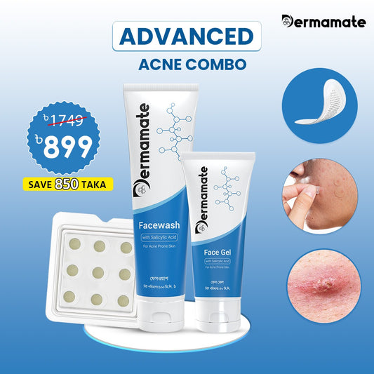 Dermamate Advanced Acne Combo with face wash, face gel, and face acne patch