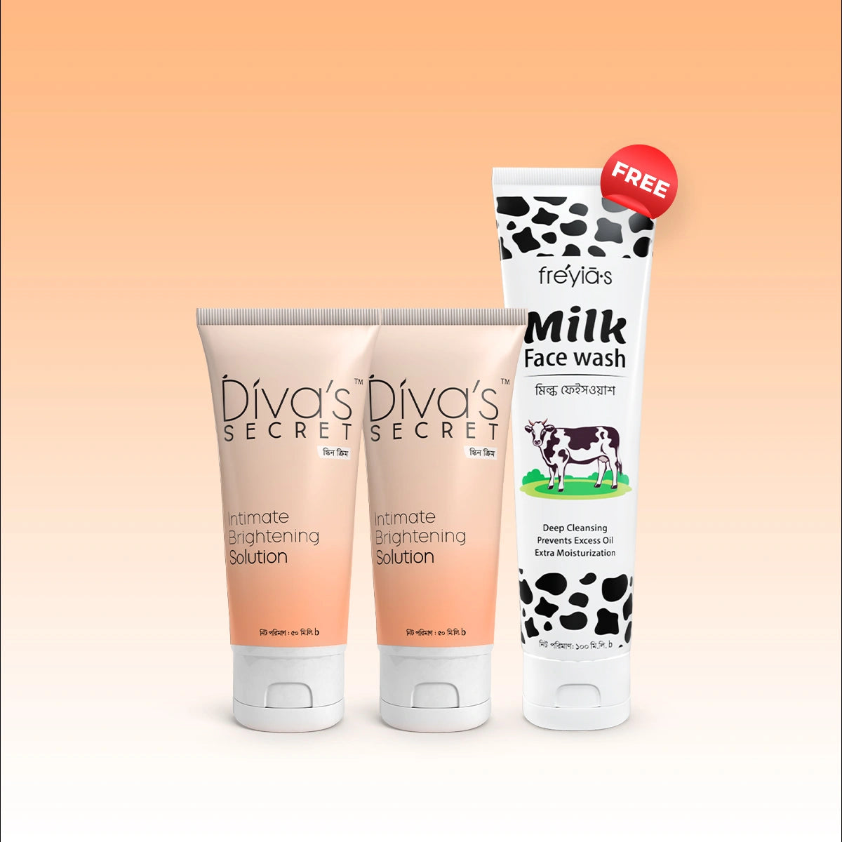 Buy 2 Diva's Secret Intimate Brightening Solutions and get 1 FREE Freyia's Milk Facewash for brighter, smoother, and healthier-looking skin.