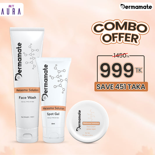 Melasma Standard Care: Dermamate Melasma Facewash, Gel and Cream Combo only at 999Tk