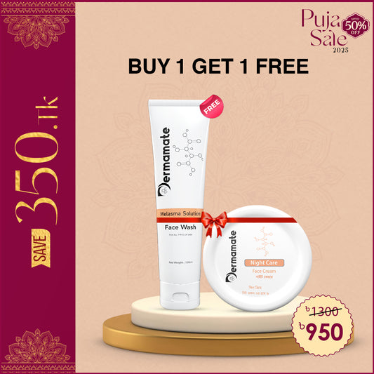 Buy 1 Dermamate Night Care Face Cream 50ml, Get 1 Melasma Facewash Free!