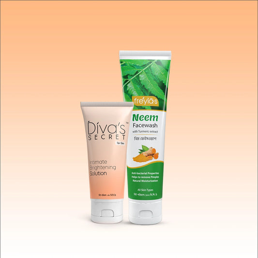 Diva's Secret Intimate Brightening Solution 50ml and Freyia's Neem Facewash 100ml combo in Bangladesh