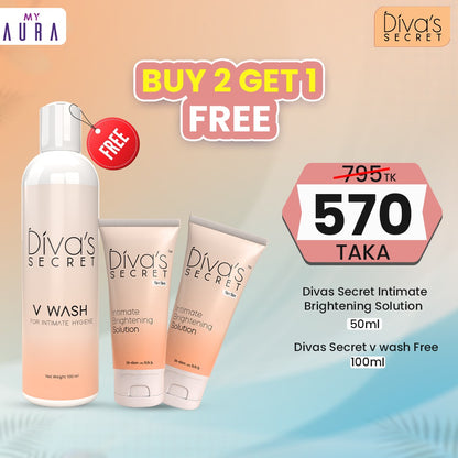 Buy 2 Divas Secret Intimate Brightening Solution 50ml Get One V Wash 100 free @570 TK
