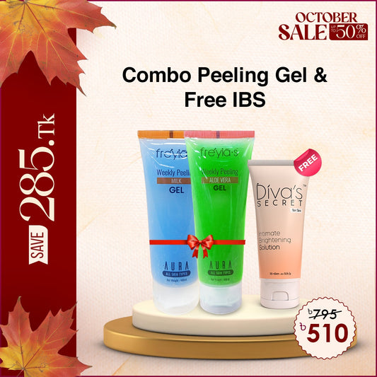 Combo: Buy 1 Freyia's Weekly Milk Peeling Gel & 1 Freyias Weekly Aloe Vera Peeling Gel and Get  Intimate Brightening Solution  50 ml Free @ 510 Tk