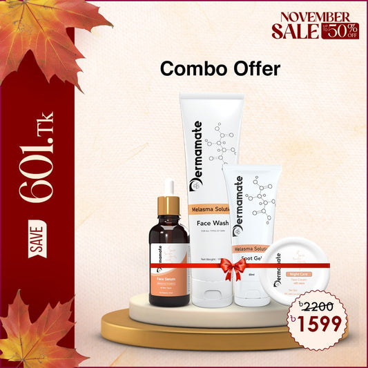 Melasma Advance Care Combo: Melasma Facewash, Melasma Gel, Night Care Cream and Melasma Serum at offer Price 1599Tk
