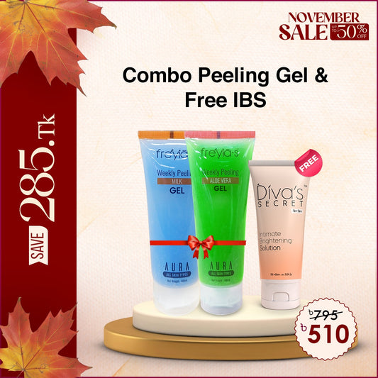 Combo: Buy 1 Freyia's Weekly Milk Peeling Gel & 1 Freyias Weekly Aloe Vera Peeling Gel and Get  Intimate Brightening Solution  50 ml Free @ 510 Tk