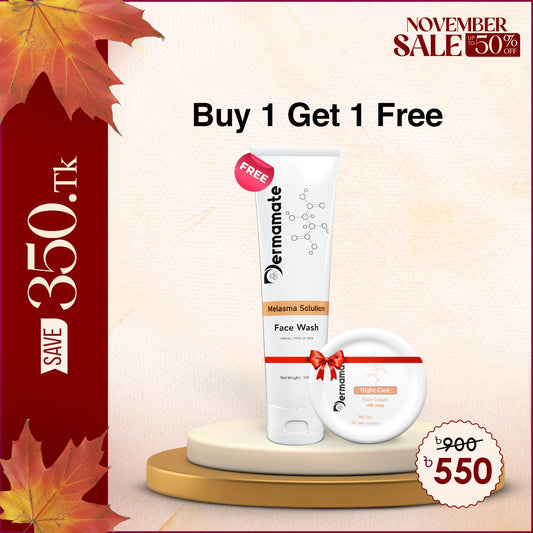 Buy 1 Dermamate Night Care  Face Cream 25ml and Get 1 Dermamate Melasma Solution Facewash 100ml Free