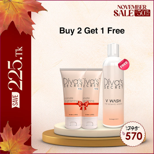 Buy 2 Divas Secret Intimate Brightening Solution 50ml Get One V Wash 100 free @570 TK