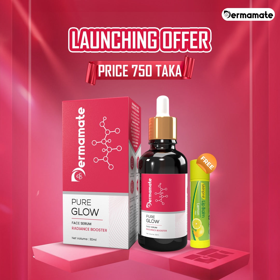 Launching Offer: Buy 1 Dermamate Pure Glow Face Serum,Get 1 Skinpro Lipbalm Free@750 Taka