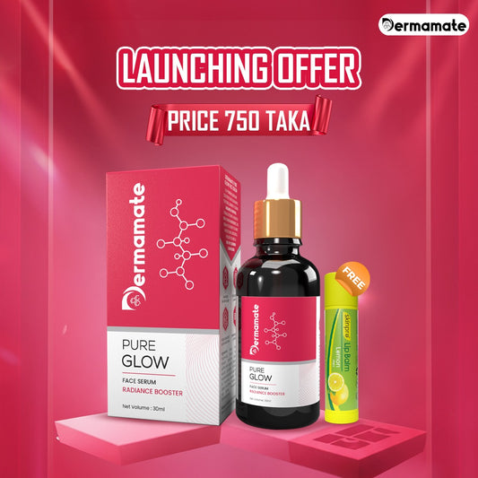 Launching Offer: Buy 1 Dermamate Pure Glow Face Serum,Get 1 Skinpro Lipbalm Free@750 Taka