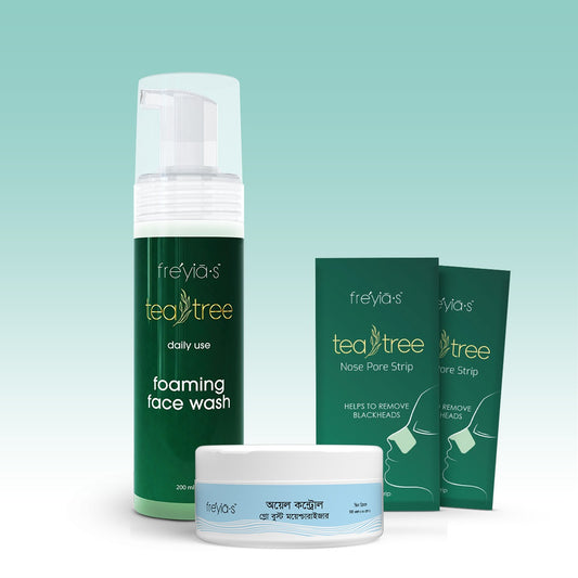 Buy 2 Get 2 : Freyia's Tea Tree Foaming Face Wash +Freyia's Oil Control Glow Boost Moisturizer 50ml+ 2 PCS Nose Pores Strip