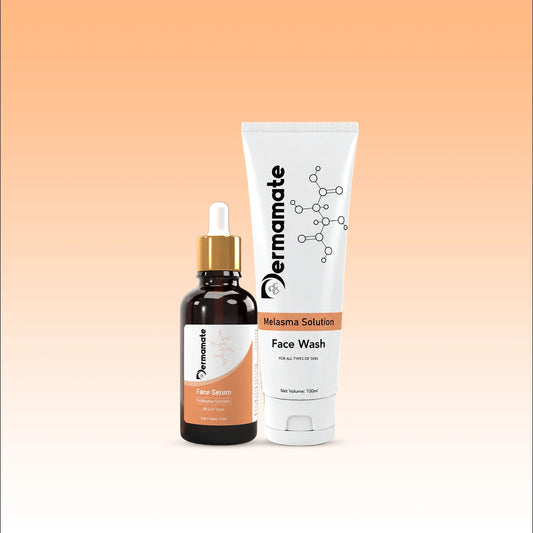 Complete melasma treatment routine with Dermamate Face Wash and Melasma Solution Serum for pigmentation and dark spot care.