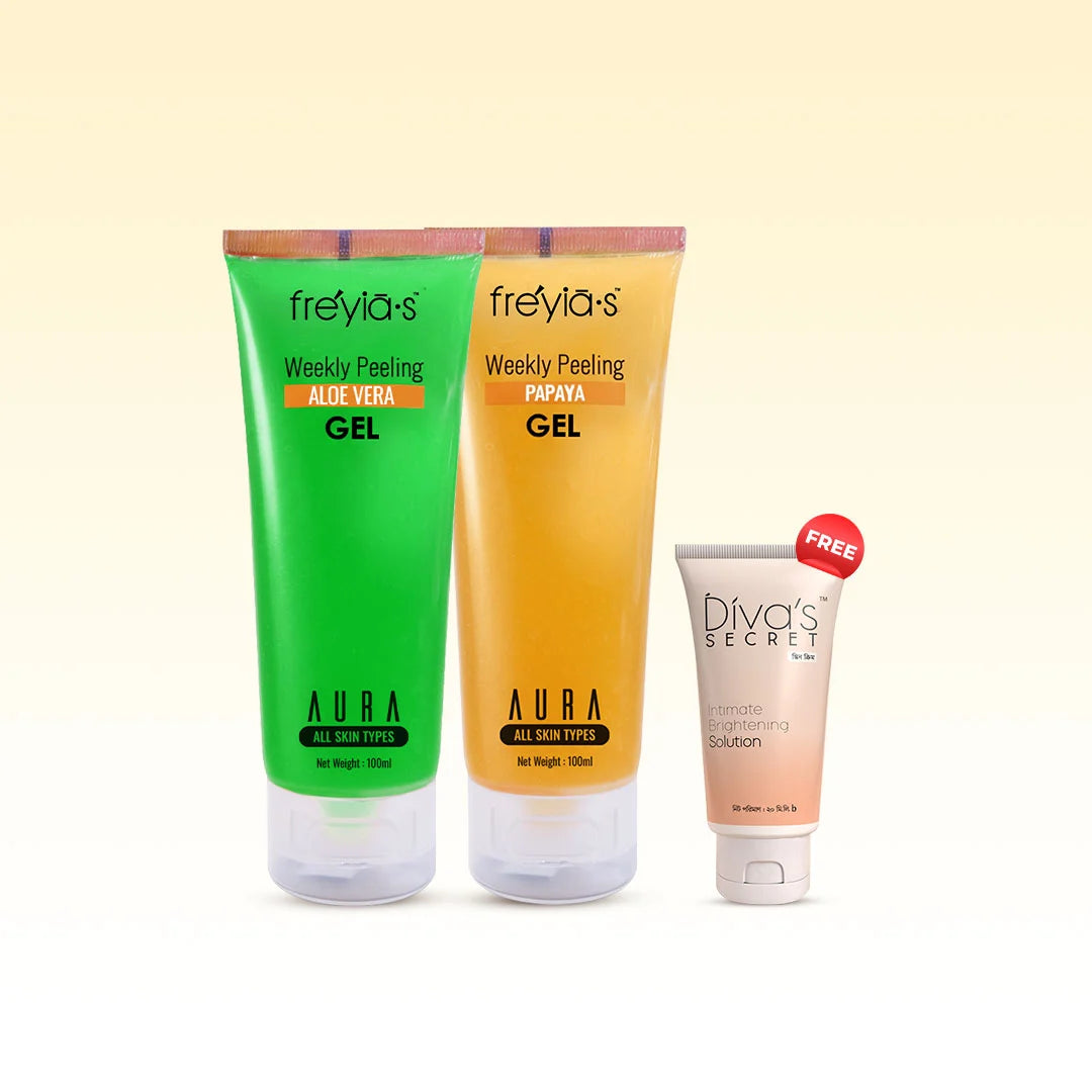 Combo: Buy 1 Freyia's Weekly Peeling Papaya Gel & 1 Freyias Weekly  Peeling Aloe Vera Gel and Get  Intimate Brightening Solution 20 ml Free at 510 Tk