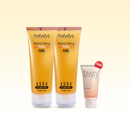 Combo: Buy 2 Freyia's  Peeling Papaya Gel, and Get Divas Intimate Brightening Solution 20 ml Free @ 510 Tk