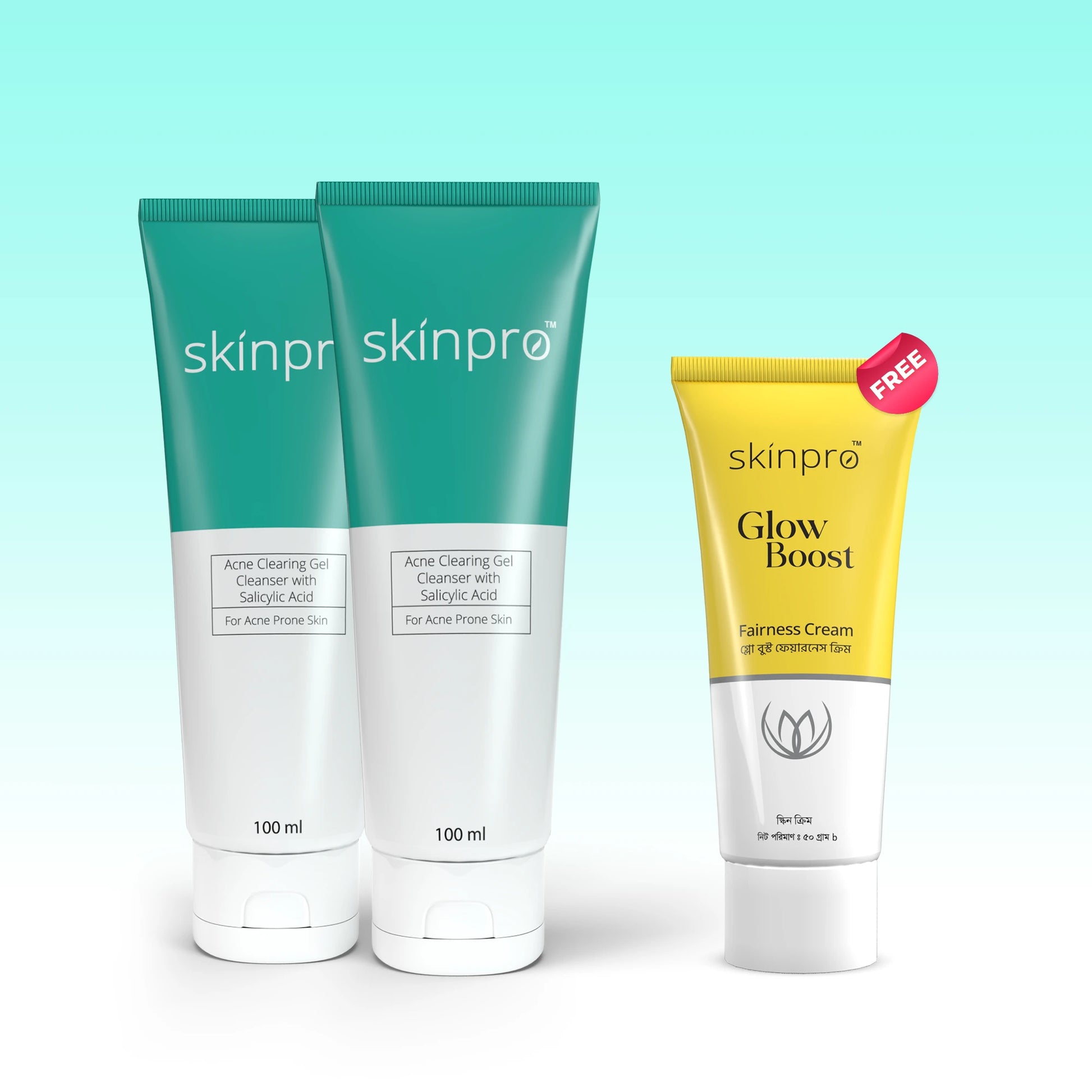 Buy 2 Skinpro for Acne Prone Skin 100ml & Get 1 Skinpro Glow Boost Fairness Cream 50gm